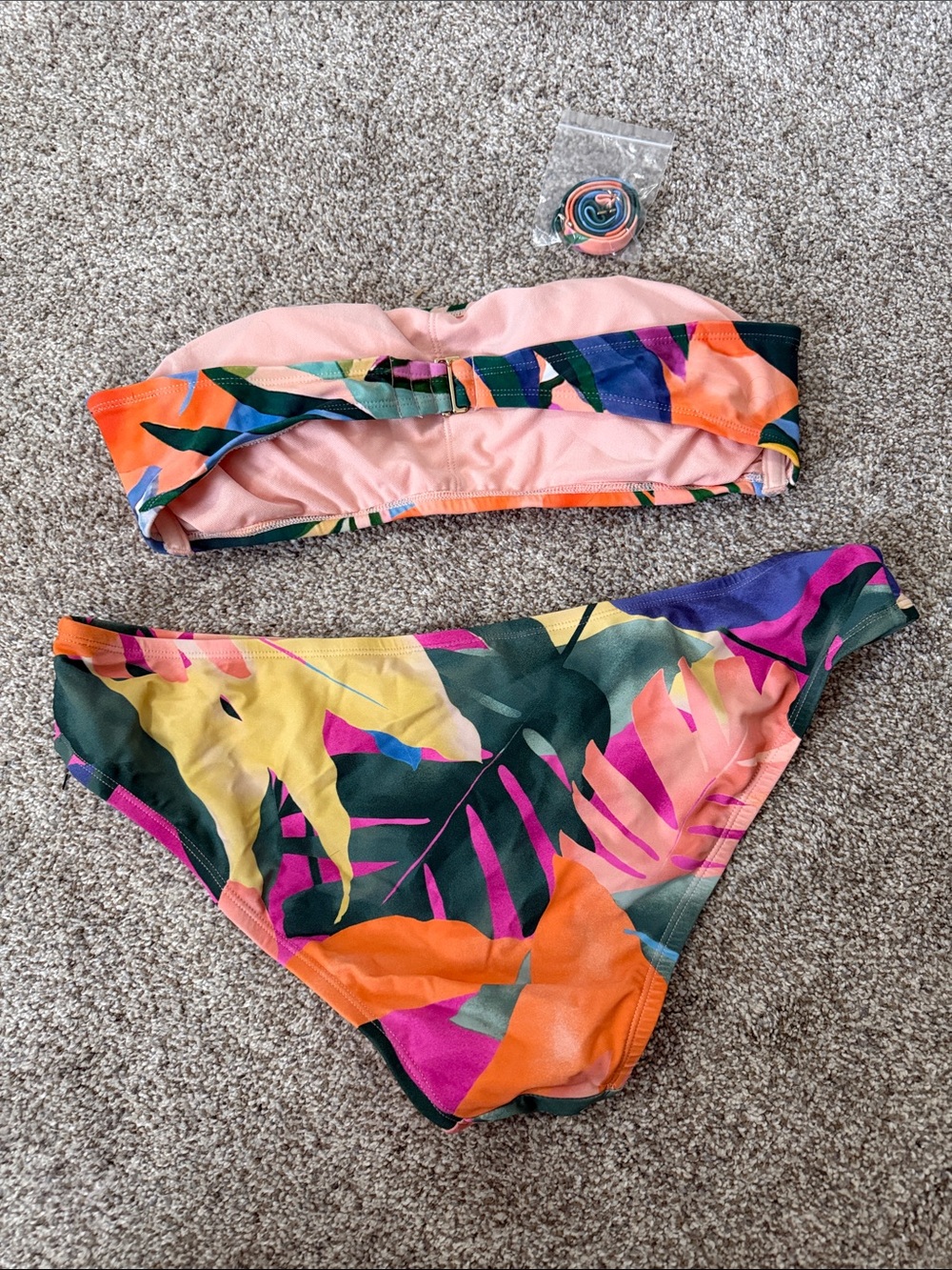 Tropical Multi-Color Bandeau Bikini Set - Picture 2 of 5